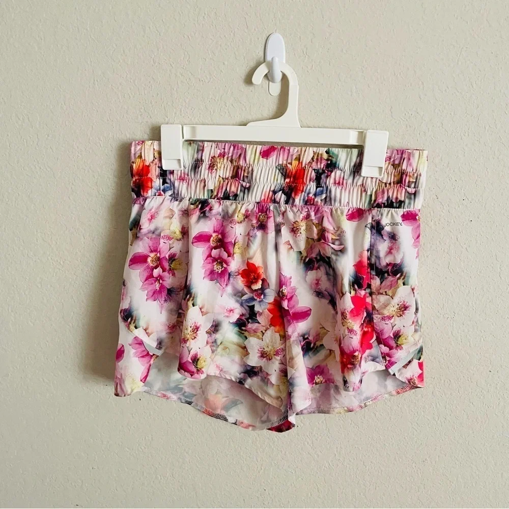 Jockey casual Floral Women's sport Shorts size M lined athletic running exercise